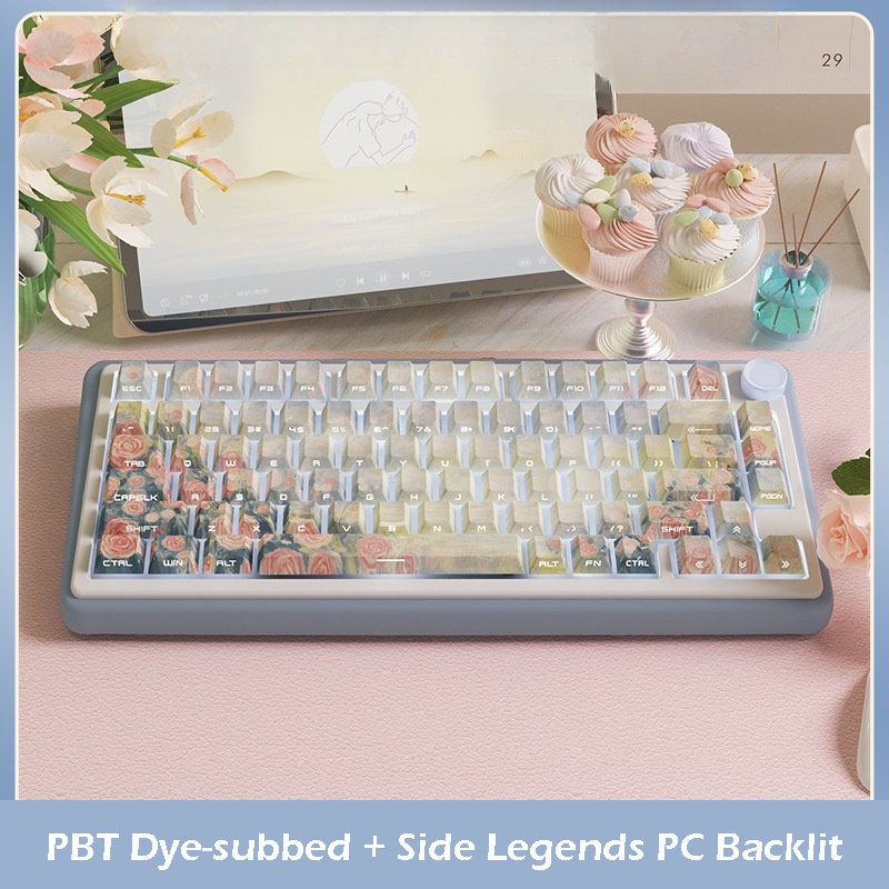 Sunset Song 104+25 Cherry Profile PBT Dye-subbed Doubleshot Backlit Keycaps Set Side Legends for Mechanical Keyboard
